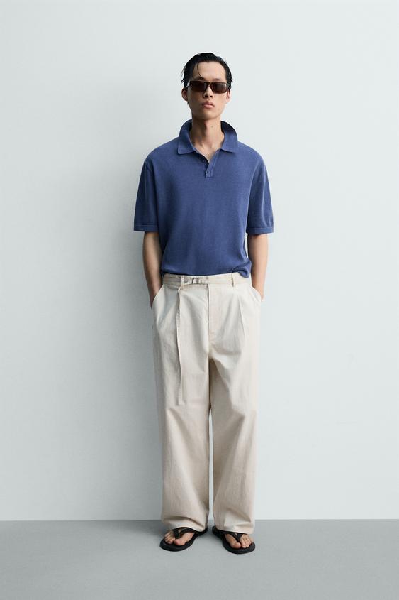 WASHED RELAXED FIT KNIT POLO SHIRT - Cornflower blue by Zara - Image 0