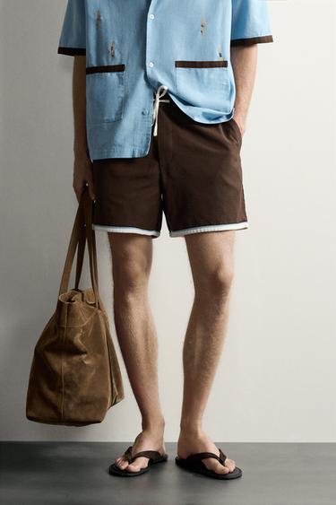 QUẦN SHORT GẤU PHỐI MÀU - Màu nâu từ Zara
