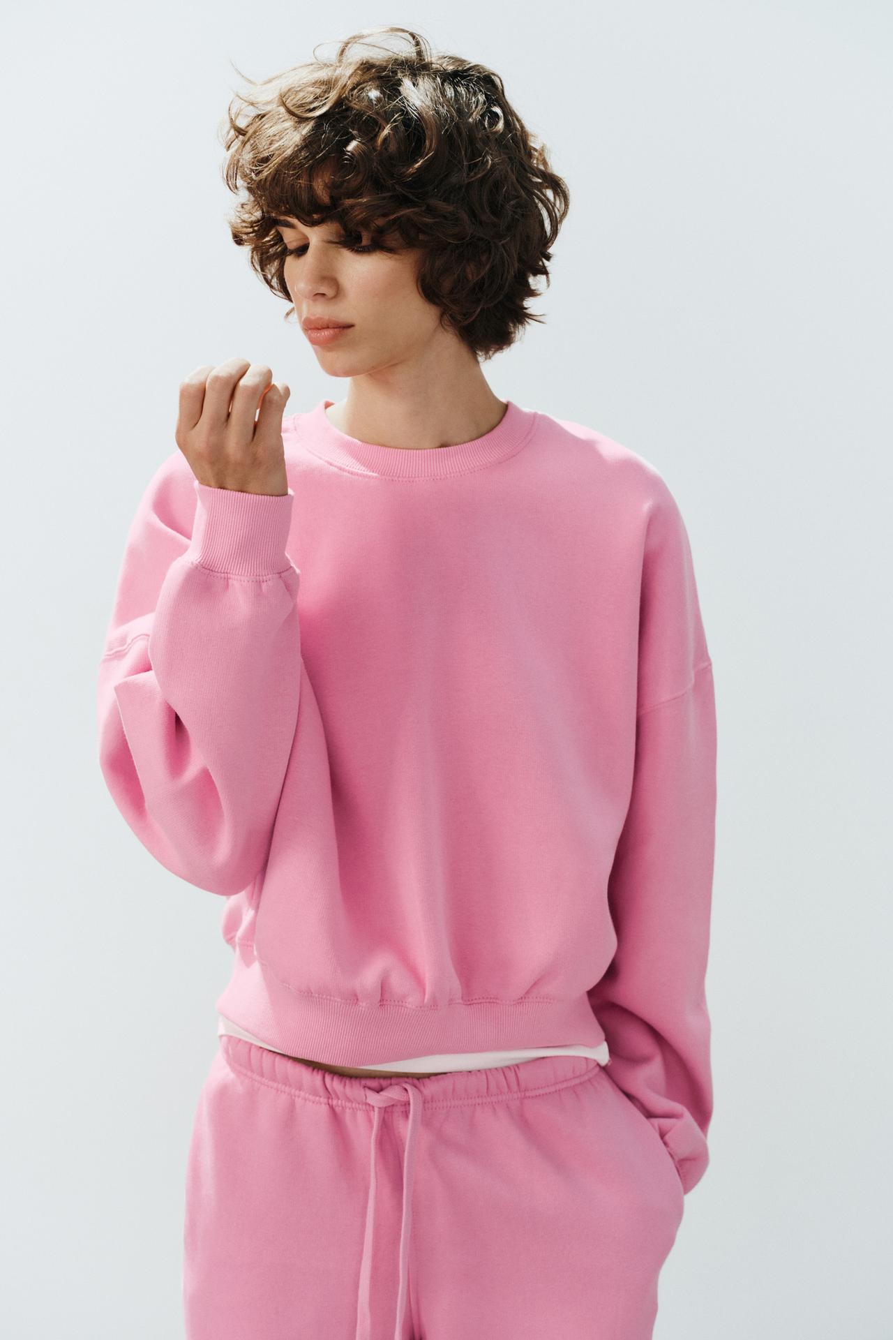 BASIC FLEECE SWEATSHIRT — Pink