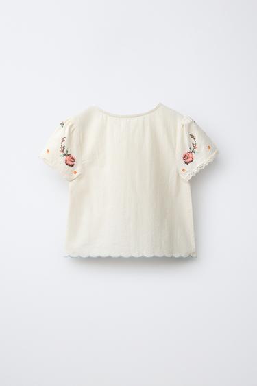 BLOUSE BRODÉE - Écru de Zara - Image 1