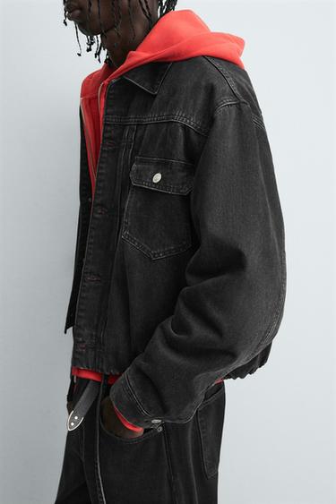 VESTE EN DENIM COUPE CARRÉE MATELASSÉE - Noir de Zara - Image 5