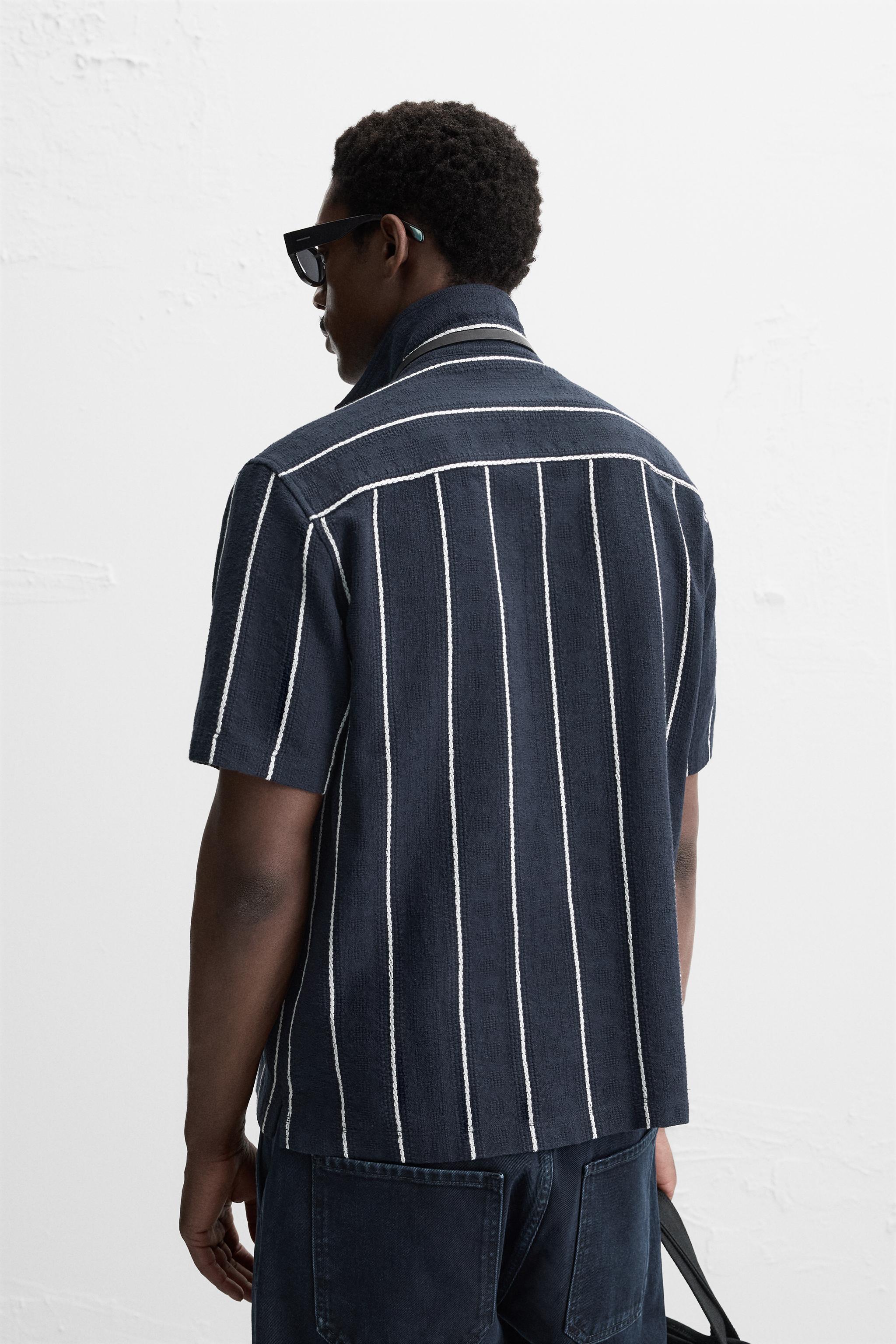 TEXTURED STRIPED SHIRT - Gray | ZARA United States