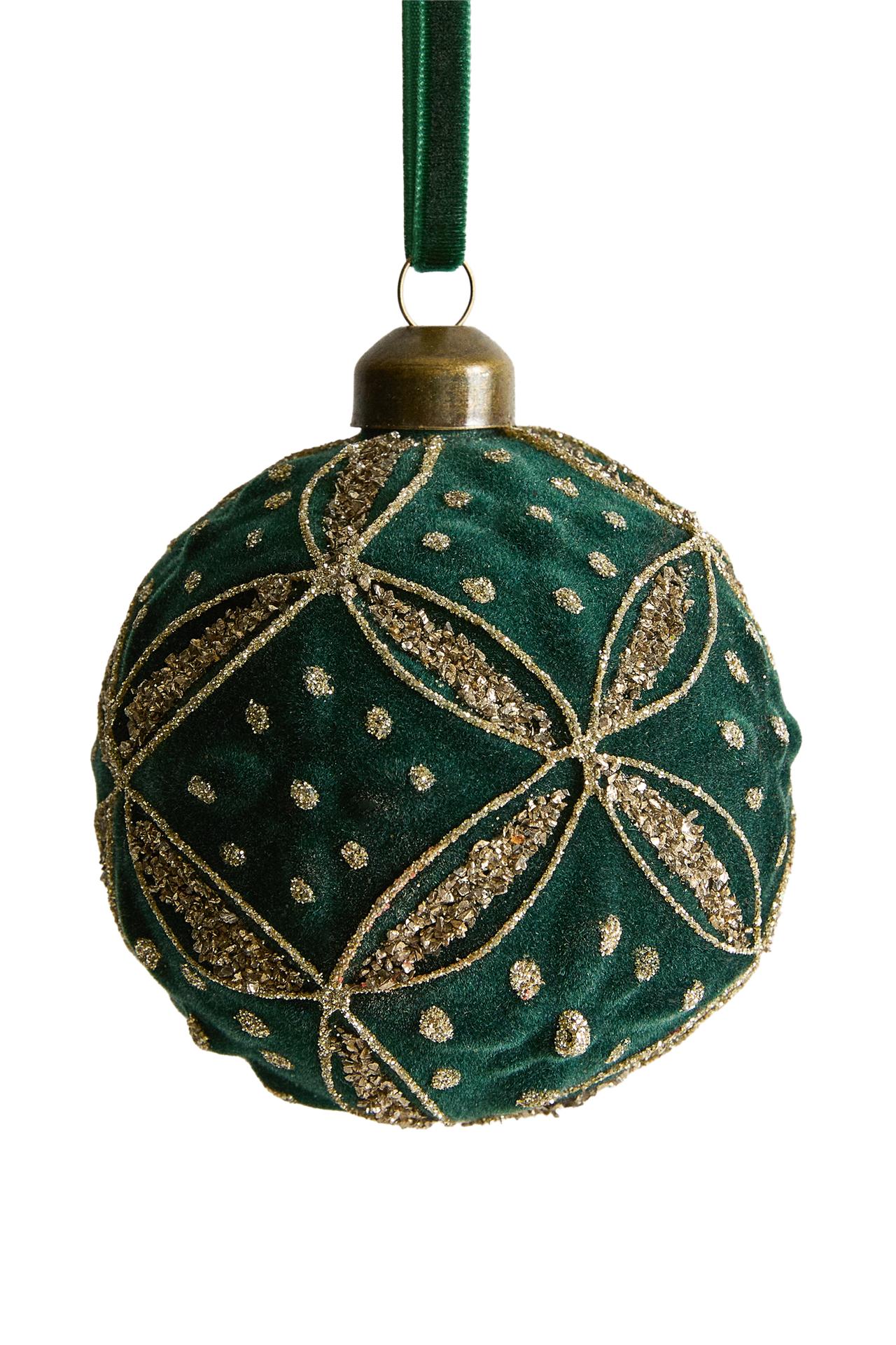 GLITTER VELVET CHRISTMAS TREE BAUBLE