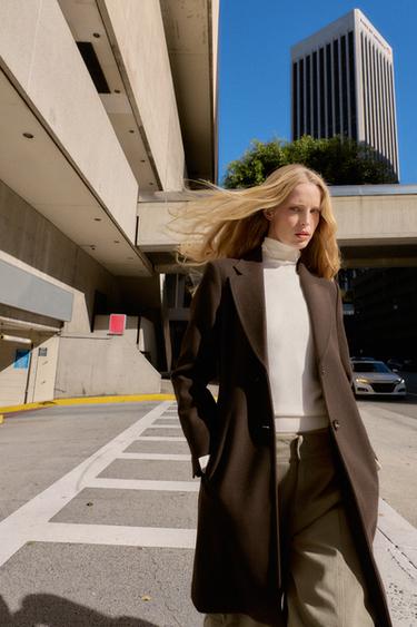 SOFT SHOULDER PAD COAT - Brown by Zara - Image 3