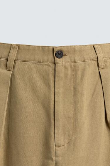 COTTON/LYOCELL PLEATED TROUSERS - Sand by Zara - Image 8