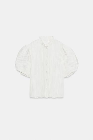 ZW COLLECTION PLEATED BLOUSE - Ecru by Zara - Image 4