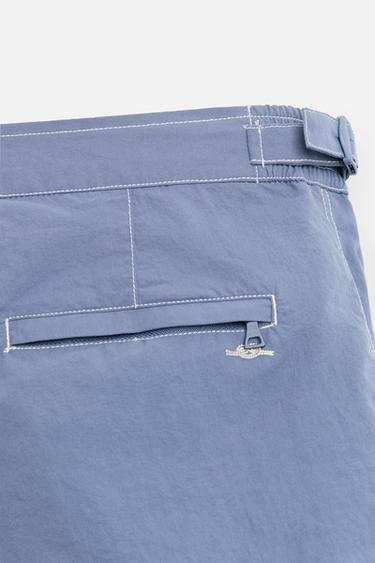 MAILLOT DE BAIN MI-LONG DÉLAVÉ CONTRASTE - Bleu de Zara - Image 3