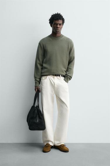 JERSEI REGULAR FIT DE COTÓ - Verd gris de Zara