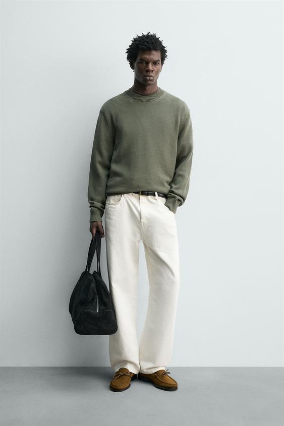 JERSEY REGULAR FIT ALGODÓN - Verde gris de Zara - Imagen 0