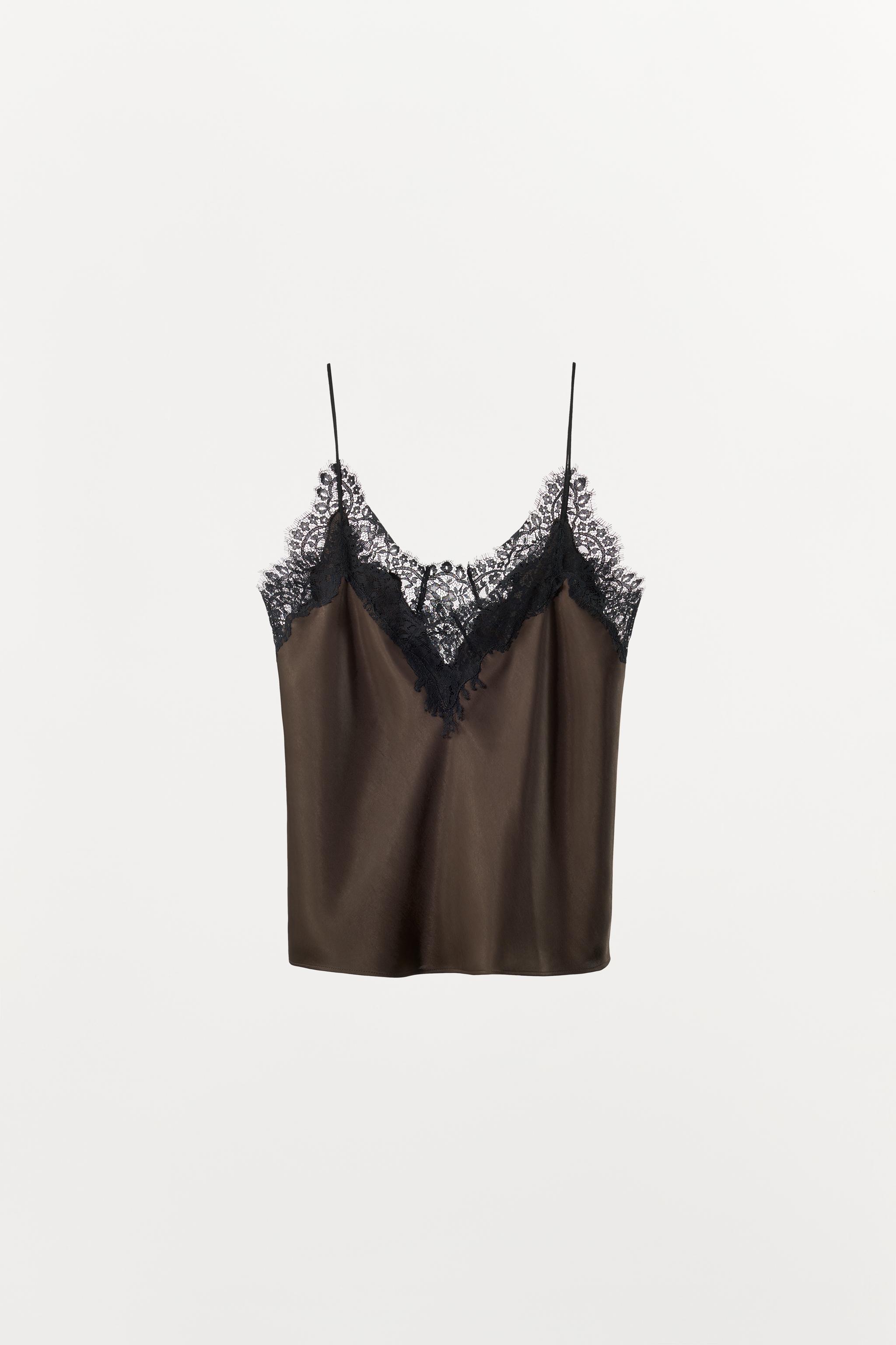SATIN EFFECT LACE TOP