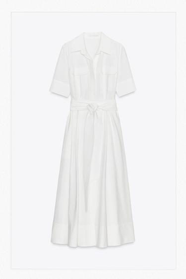 ZW COLLECTION POPLIN MIDI DRESS - Oyster-white by Zara