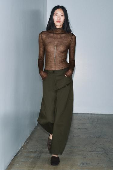 ZW COLLECTION BALLOON TROUSERS - Dark green by Zara