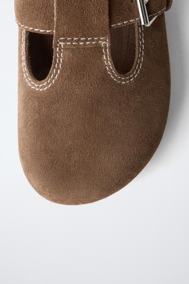 LEATHER CLOGS WITH TOPSTITCHING - Khaki Green by Zara - Image 5