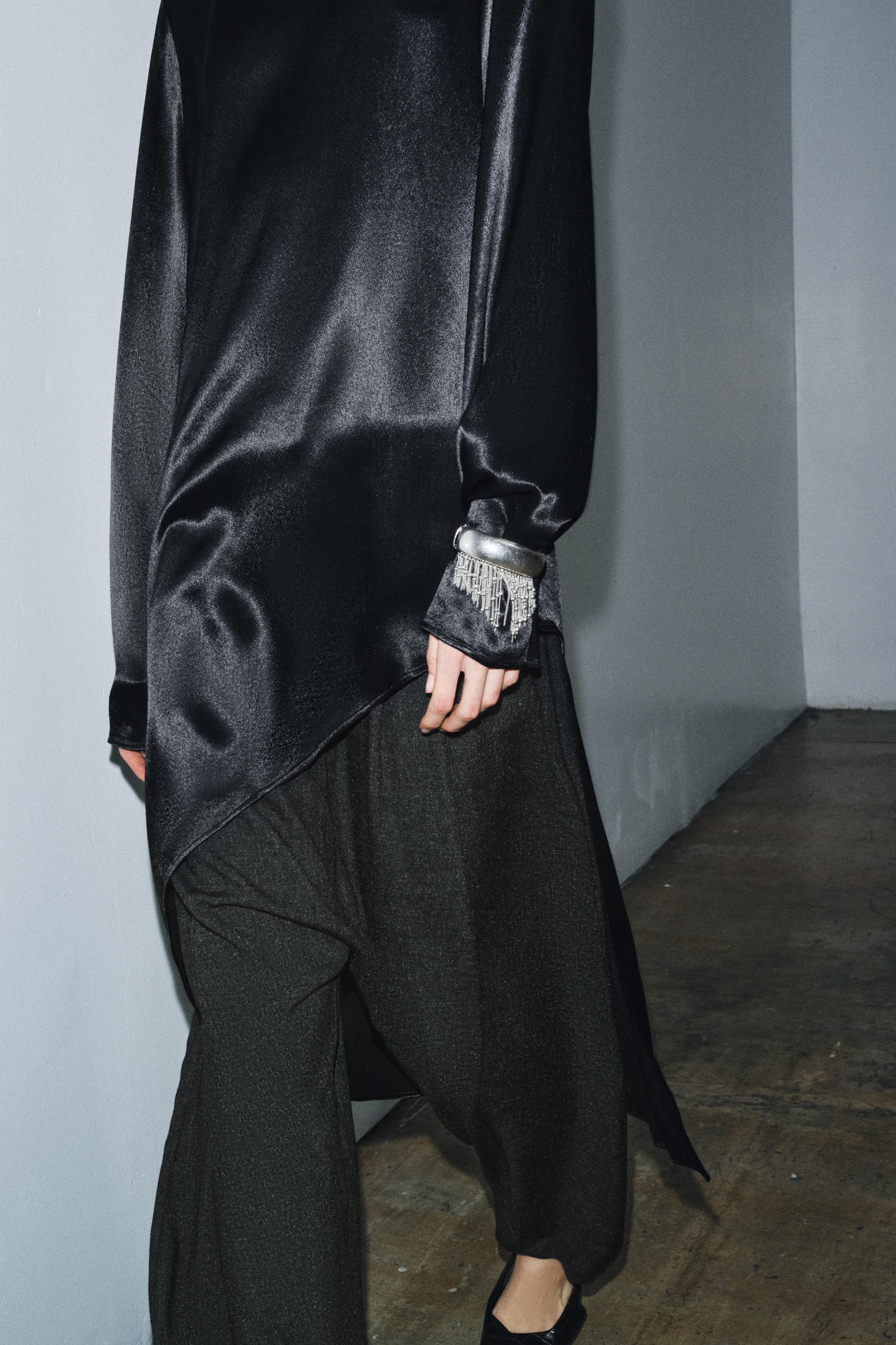 ASYMMETRIC LONG BLOUSE ZW COLLECTION - Black | ZARA United States