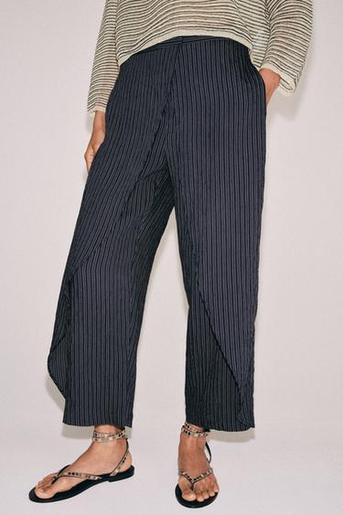 ZW COLLECTION STRIPED PAREO TROUSERS - Navy blue by Zara - Image 3
