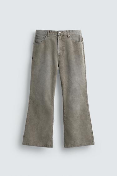 FLARE FIT CORDUROY TROUSERS - Light grey by Zara