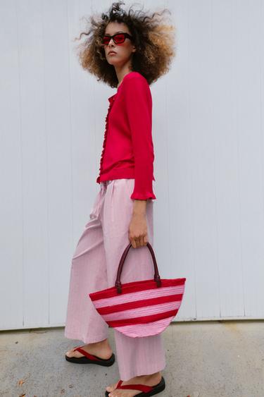 GILET EN MAILLE À VOLANTS - Rouge de Zara - Image 2
