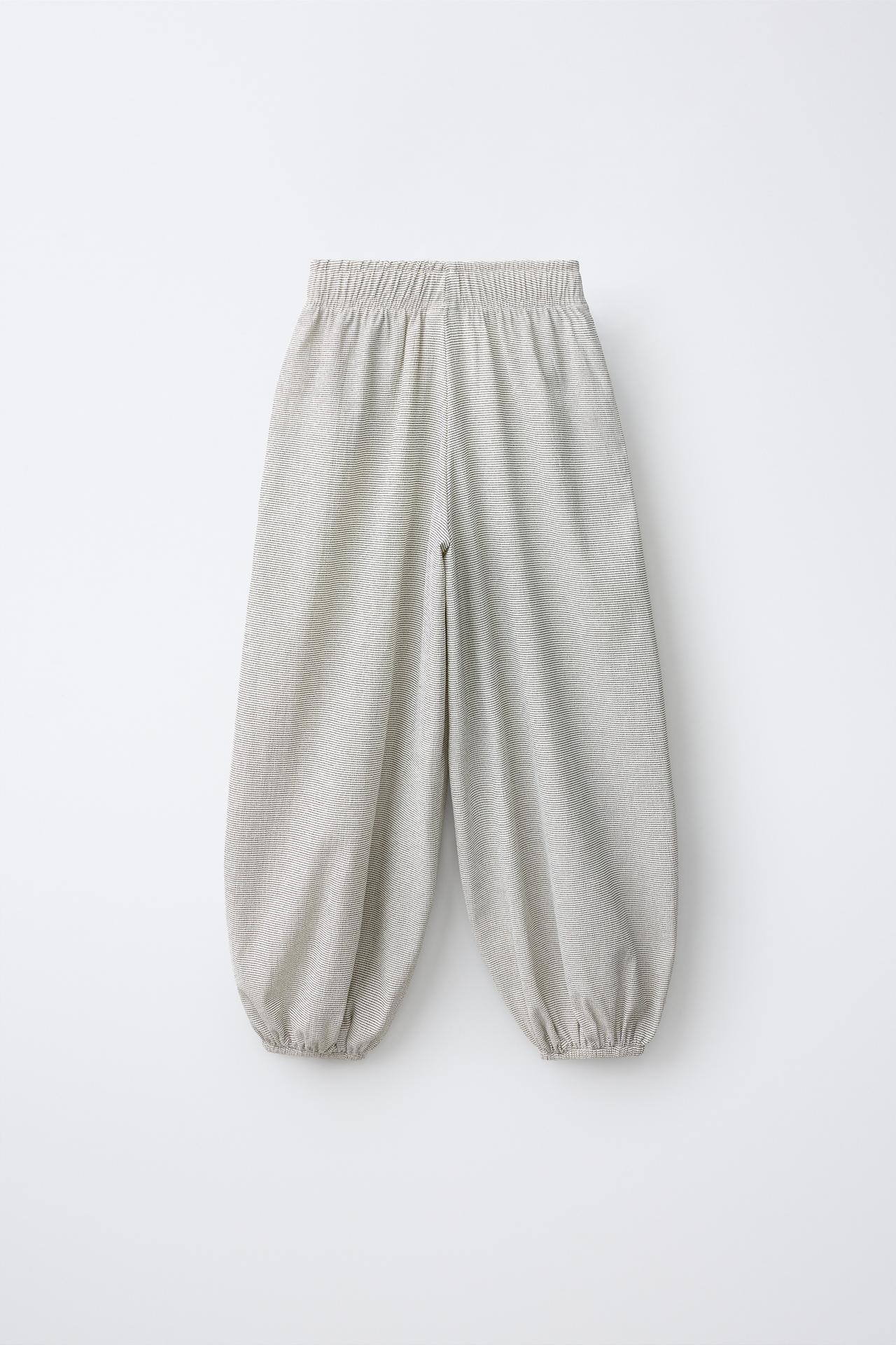TEXTURED BLOOMER PANTS — Ecru
