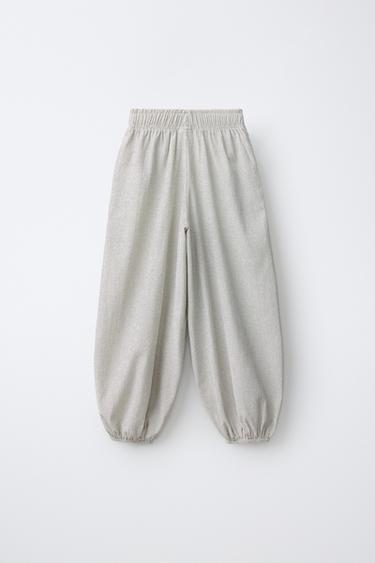TEXTURED BLOOMER PANTS — Ecru 2
