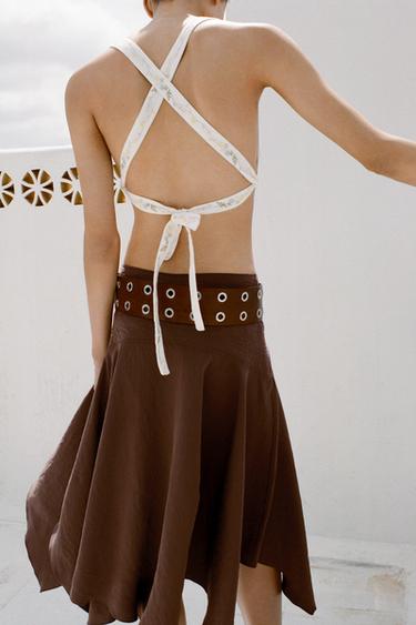 ASYMMETRIC FLOWING SKIRT - Chocolate brown by Zara - Image 2
