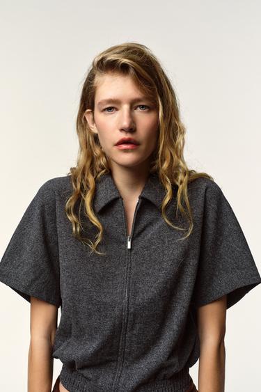 SHORT SLEEVE SOFT GILET - Grey by Zara