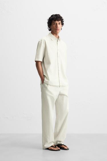 STRIPED COTTON-HEMP SHIRT - Stripes by Zara - Image 0