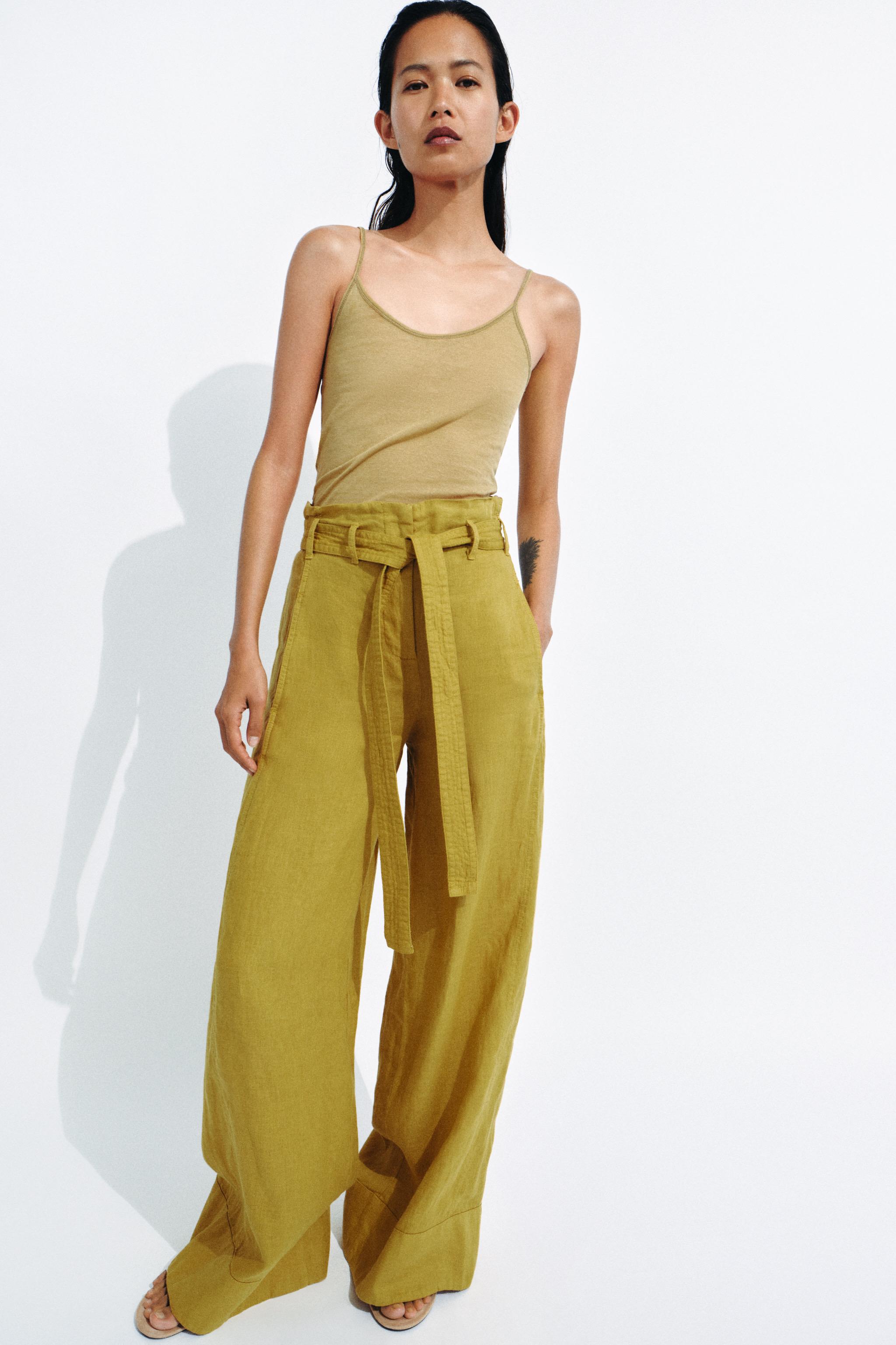 Женские брюки Zara ZW COLLECTION 100% LINEN PANTS