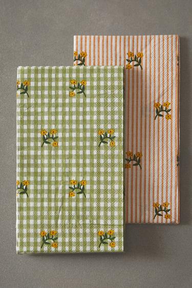 SERVILLETA PAPEL FLORES (PACK DE 30) - Verde de Zara