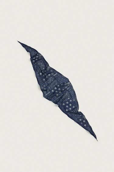 LONG PATCHWORK PRINT BANDANA - Navy blue by Zara