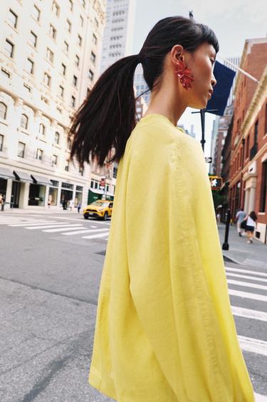 ZW COLLECTION FLOWING SHIRT WITH RAMIE - Yellow by Zara - Image 4