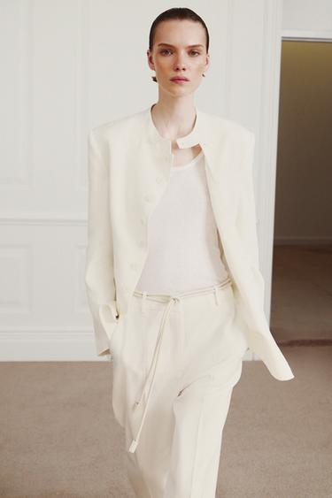 KOŽENÝ PÁSEK SE ŠŇŮRKOU 100% - Přírodní od Zara