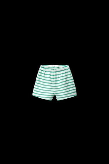 BERMUDA RAYAS MANDARINA BORDADO - Verde de Zara - Imagen 0