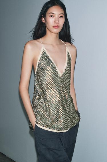 TOP TIRANTES LENTEJUELAS ZW COLLECTION LIMITED EDITION - Cobre de Zara