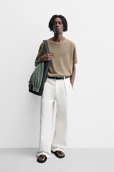 STRUCTURED KNIT T-SHIRT - Brown by Zara