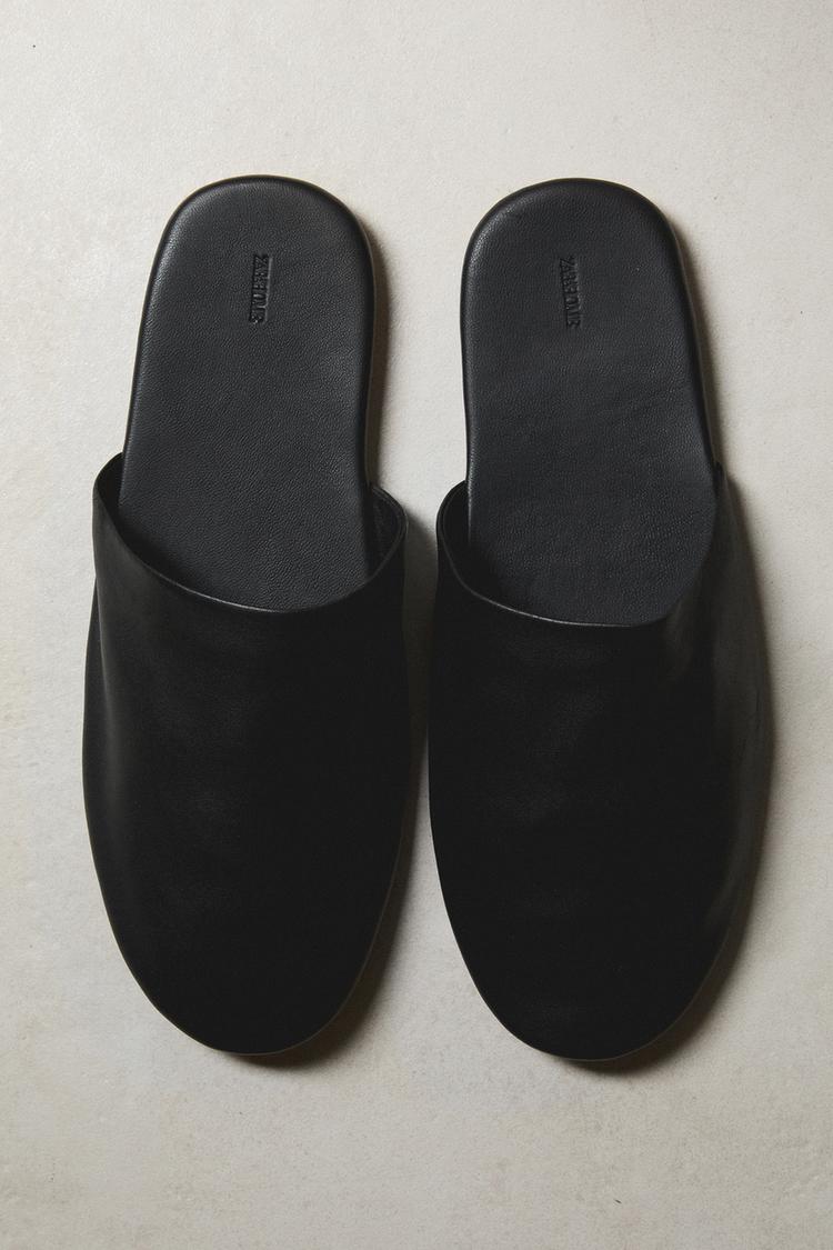 LEATHER MULE SLIPPERS Black ZARA United States