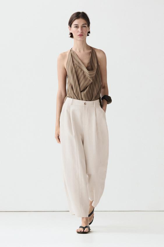 Flowing pants with elasticated waistband from Zara - $130