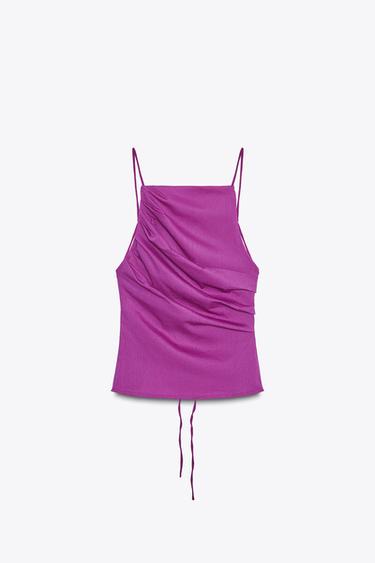 TOP PLIEGUES ESPALDA DESCUBIERTA - Rosa / Malva de Zara