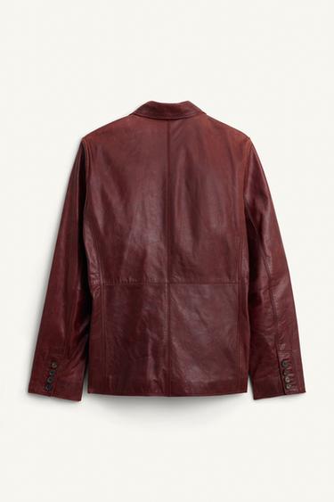 LIMITED EDITION LEATHER SUIT BLAZER - Brown by Zara - Image 6