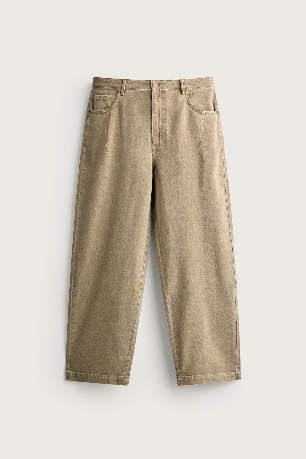 COTTON-LINEN WASHED PANTS — Gray / Natural