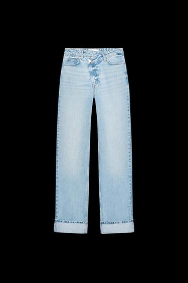JEANS Z1975 STRAIGHT FULL LENGTH HOHER BUND ÜBERKREUZTER BUND - Hellblau von Zara