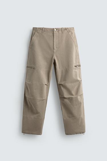 Zara PARACHUTE 傘兵工裝褲 - 灰色