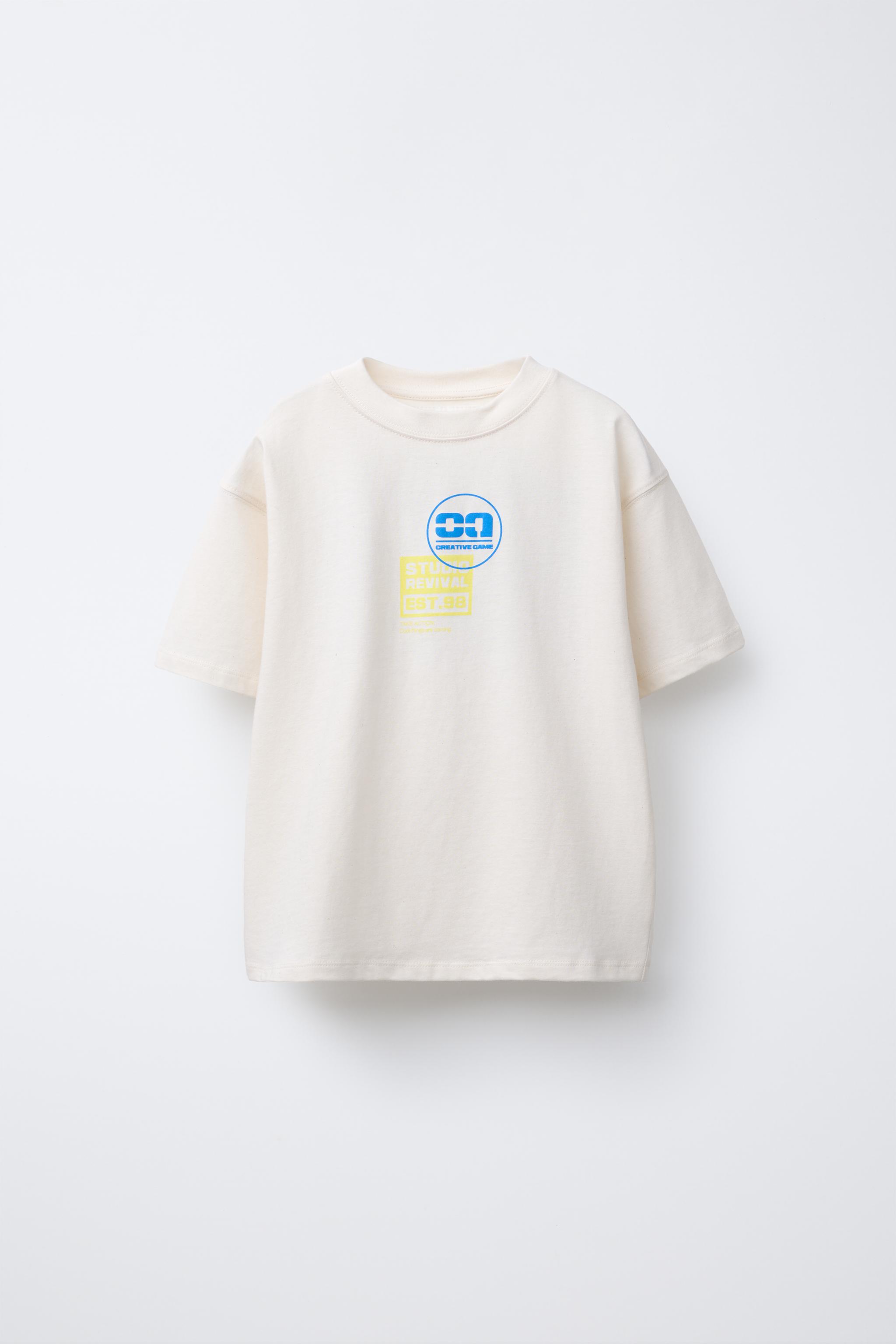 ★ドイツ発*ZARA*新作*WATERCOLOUR グラフィックTシャツ/WS★ テキストプリント Tシャツ - ライトブルー | ZARA Japan / 日本