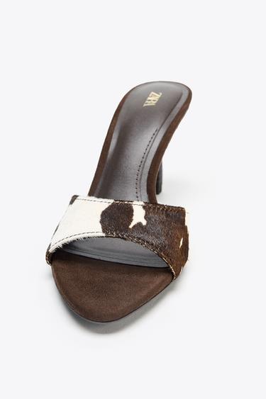 ANIMAL PRINT LEATHER HEELED SANDALS - Multicoloured by Zara - Image 5