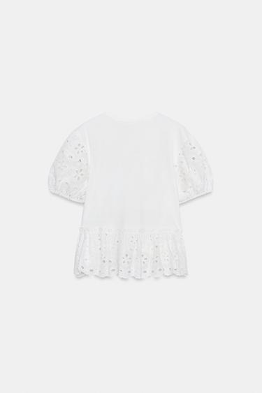 EMBROIDERED SHORT SLEEVE T-SHIRT - White by Zara - Image 5