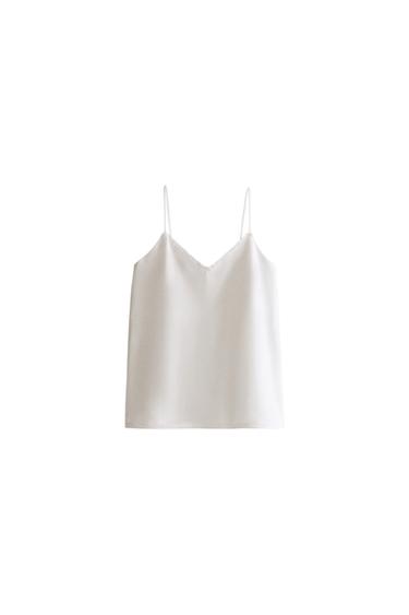 STRAPPY TOP WITH LACE TRIM - White by Zara