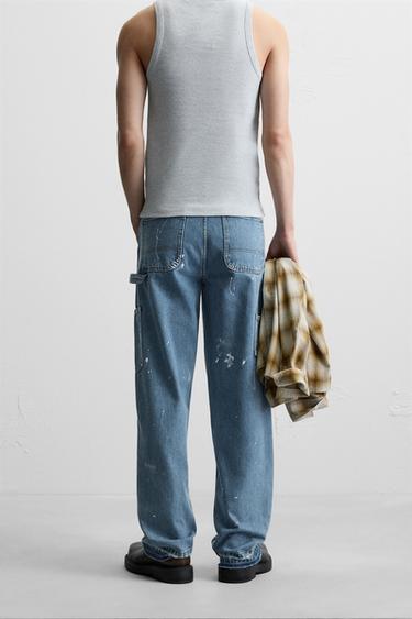 WASHED CARPENTER TROUSERS - Mid-blue by Zara - Image 2