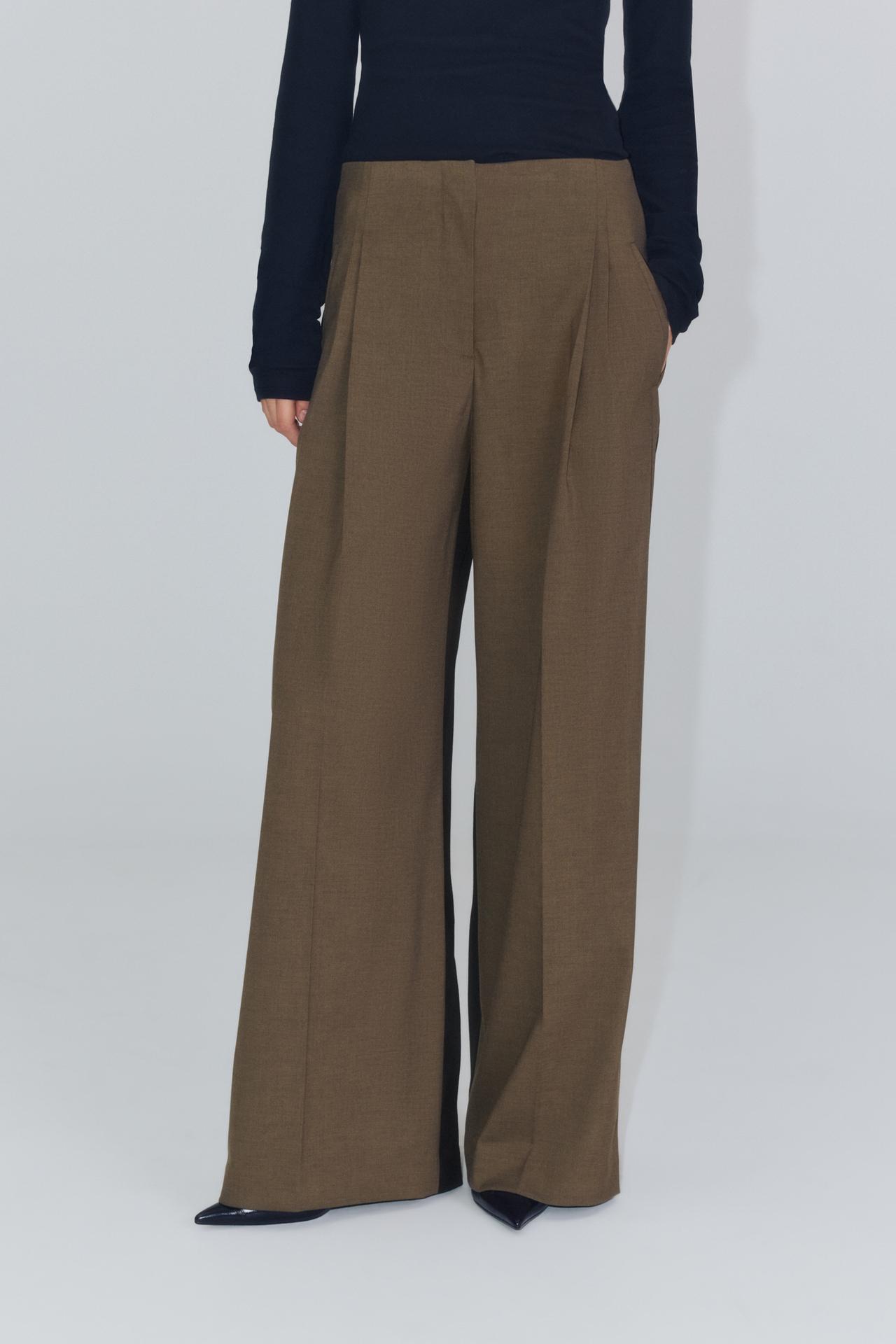 ZW COLLECTION COMBINED PLEATED PANTS — Gray