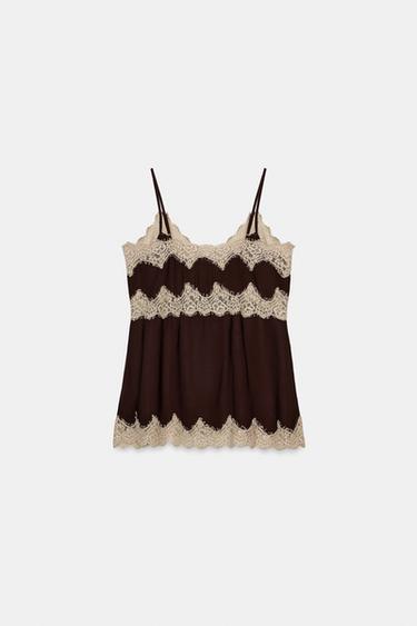 TOP STYLE LINGERIE EN DENTELLE ZW COLLECTION - Marron de Zara - Image 7