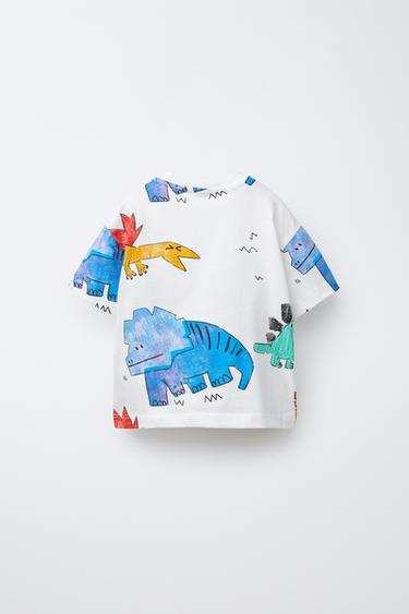 DINOSAUR PRINT T-SHIRT - Oyster-white by Zara - Image 1