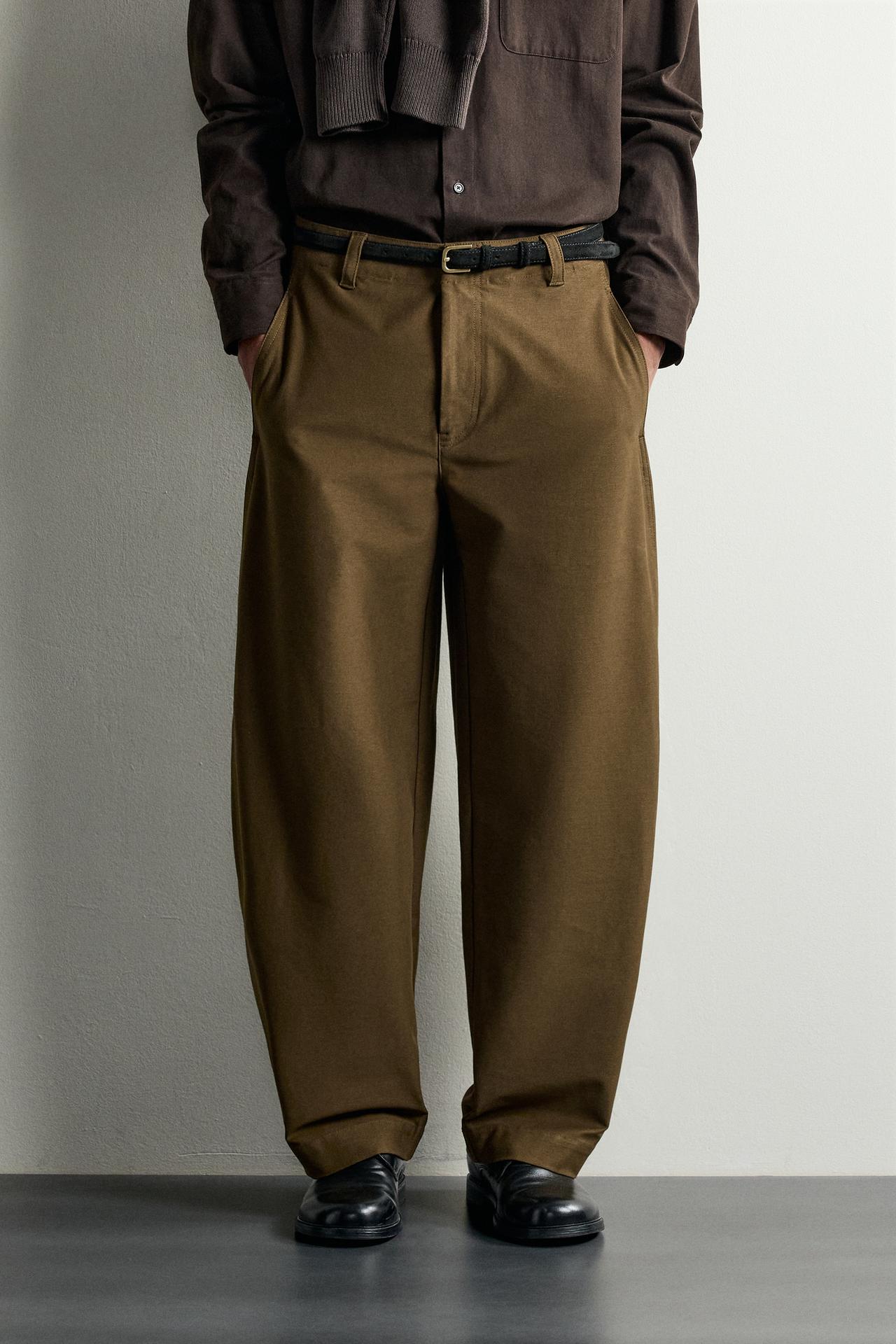 BALLOON FIT PANTS — Dark olive